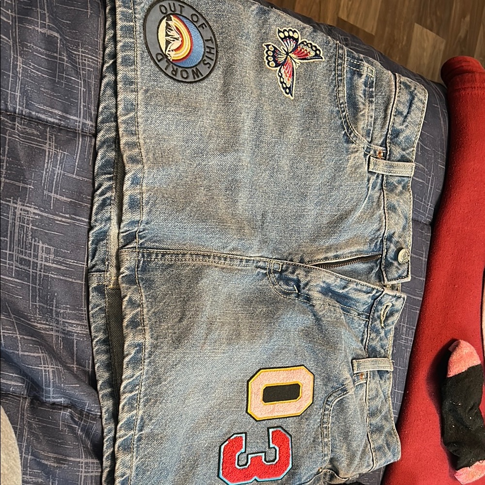 Denim Skirt with Patches